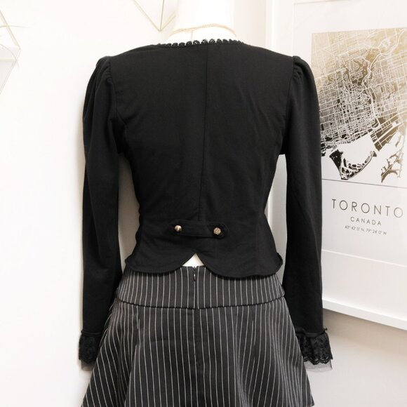 Black Lace Trim Cardigan 🦇 AXES FEMME - Picture 5 of 8